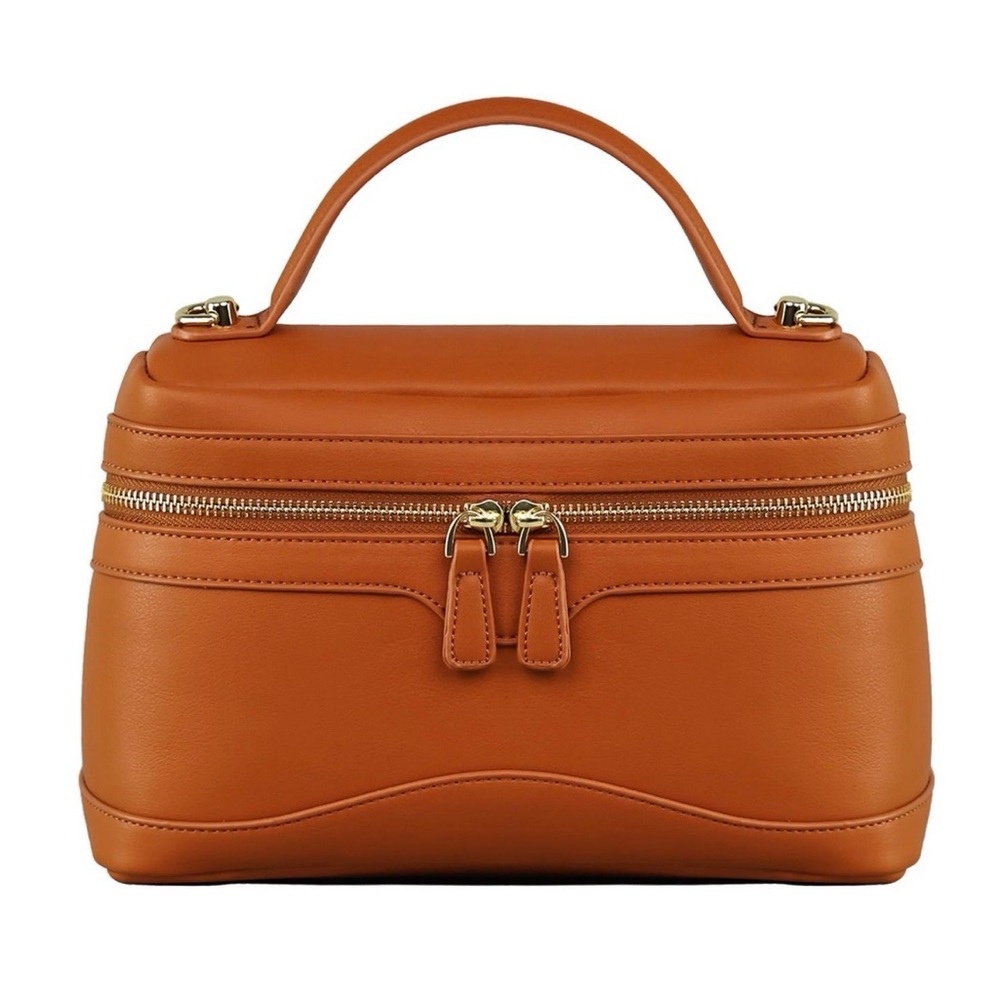 Cognac Top-Handle Shoulder Bag